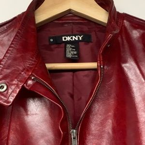 Vintage Dark Red DKNY Leather Jacket Women 8